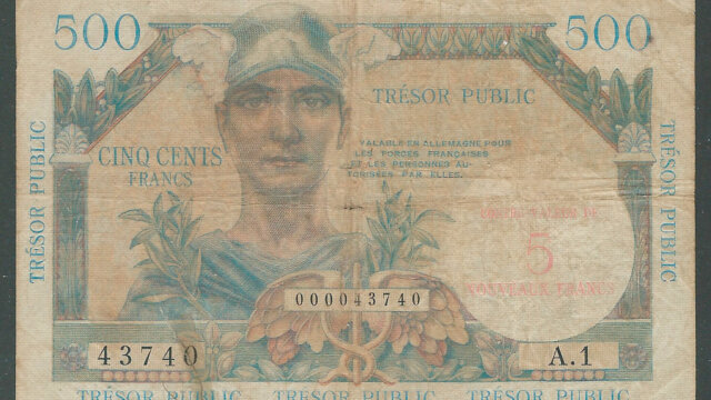 5NF sur 500 francs Trésor Public type 1960