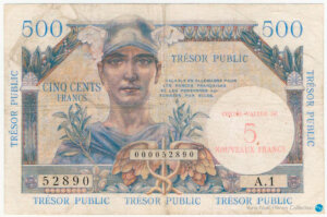 5NF sur 500 francs Trésor Public type 1960