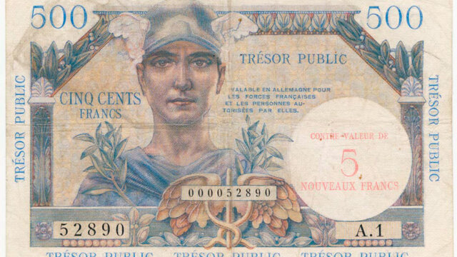 5NF sur 500 francs Trésor Public type 1960