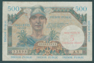 5NF sur 500 francs Trésor Public type 1960