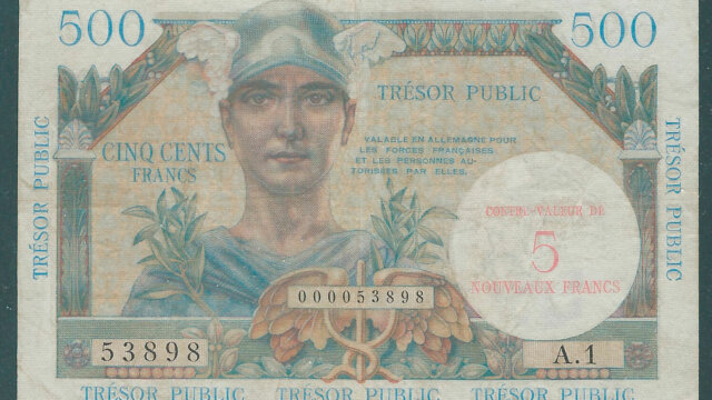 5NF sur 500 francs Trésor Public type 1960