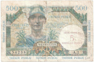 5NF sur 500 francs Trésor Public type 1960