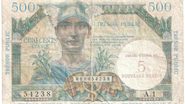 5NF sur 500 francs Trésor Public type 1960