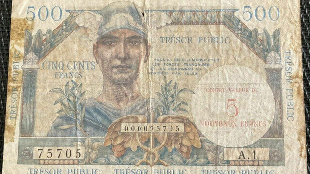 5NF sur 500 francs Trésor Public type 1960