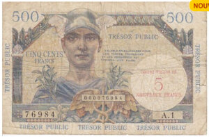 5NF sur 500 francs Trésor Public type 1960