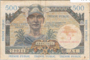 5NF sur 500 francs Trésor Public type 1960