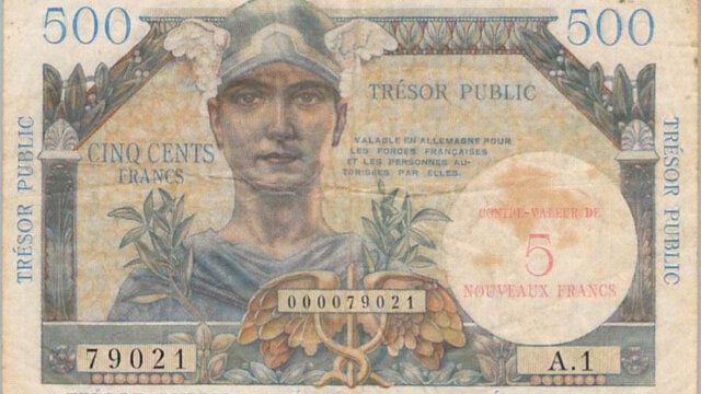 5NF sur 500 francs Trésor Public type 1960