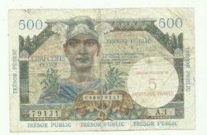 5NF sur 500 francs Trésor Public type 1960