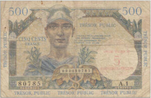 5NF sur 500 francs Trésor Public type 1960