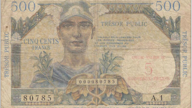 5NF sur 500 francs Trésor Public type 1960