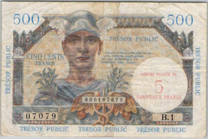 5NF sur 500 francs Trésor Public type 1960