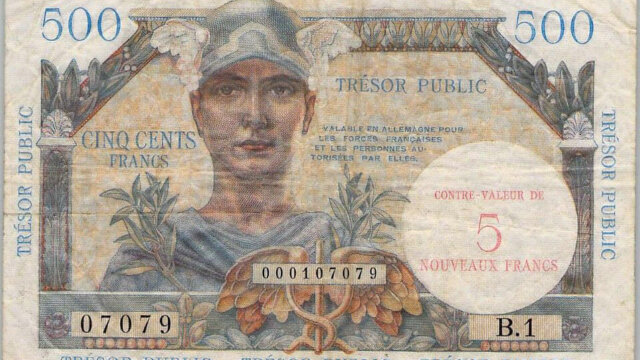 5NF sur 500 francs Trésor Public type 1960