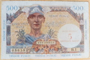 5NF sur 500 francs Trésor Public type 1960