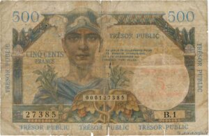 5NF sur 500 francs Trésor Public type 1960