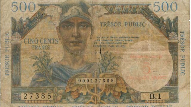 5NF sur 500 francs Trésor Public type 1960