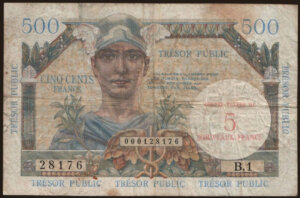 5NF sur 500 francs Trésor Public type 1960