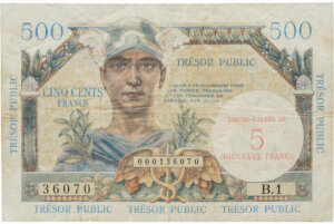 5NF sur 500 francs Trésor Public type 1960