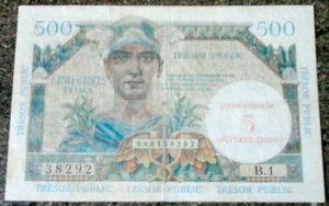 5NF sur 500 francs Trésor Public type 1960