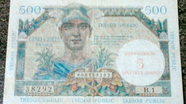 5NF sur 500 francs Trésor Public type 1960