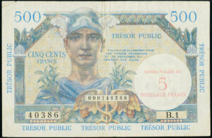 5NF sur 500 francs Trésor Public type 1960