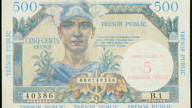 5NF sur 500 francs Trésor Public type 1960