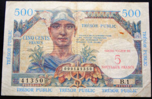 5NF sur 500 francs Trésor Public type 1960