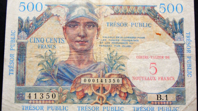 5NF sur 500 francs Trésor Public type 1960