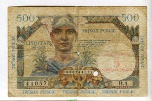 5NF sur 500 francs Trésor Public type 1960