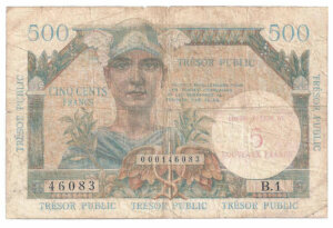 5NF sur 500 francs Trésor Public type 1960