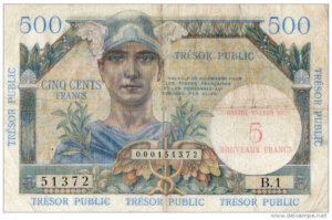 5NF sur 500 francs Trésor Public type 1960