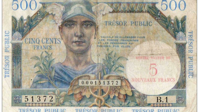 5NF sur 500 francs Trésor Public type 1960