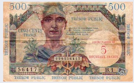 5NF sur 500 francs Trésor Public type 1960