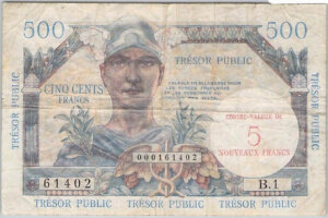 5NF sur 500 francs Trésor Public type 1960