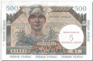 5NF sur 500 francs Trésor Public type 1960