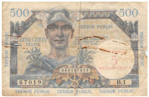 5NF sur 500 francs Trésor Public type 1960