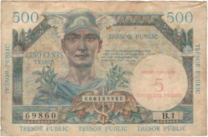 5NF sur 500 francs Trésor Public type 1960