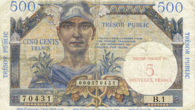 5NF sur 500 francs Trésor Public type 1960