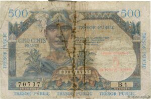 5NF sur 500 francs Trésor Public type 1960