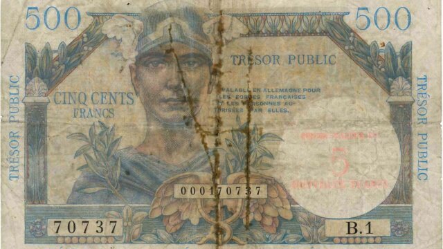 5NF sur 500 francs Trésor Public type 1960