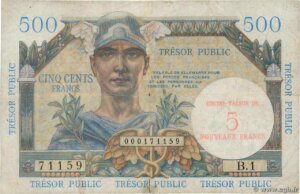 5NF sur 500 francs Trésor Public type 1960