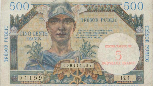 5NF sur 500 francs Trésor Public type 1960