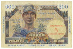 5NF sur 500 francs Trésor Public type 1960