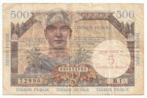 5NF sur 500 francs Trésor Public type 1960