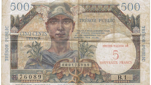 5NF sur 500 francs Trésor Public type 1960