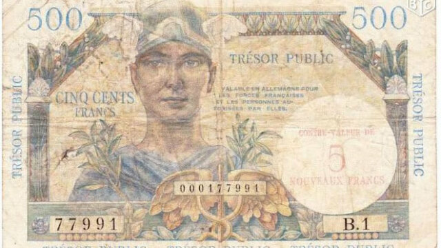 5NF sur 500 francs Trésor Public type 1960