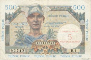 5NF sur 500 francs Trésor Public type 1960