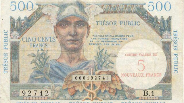 5NF sur 500 francs Trésor Public type 1960