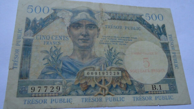 5NF sur 500 francs Trésor Public type 1960