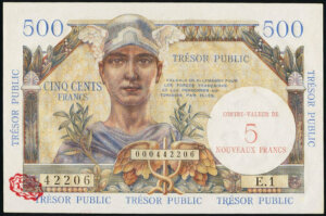 5NF sur 500 francs Trésor Public type 1960