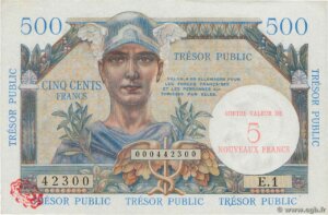 5NF sur 500 francs Trésor Public type 1960